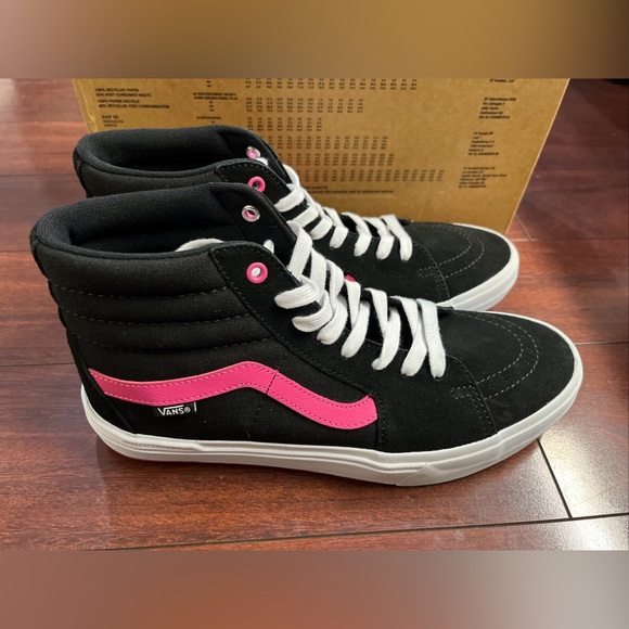Mens 10.5 Vans BMX Sk8 Hi Top Suede Black Magenta Shoe Sneaker New HALF BOX - Picture 6 of 16